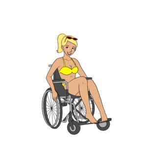 lady sitting in wheelchair wearing swimwear