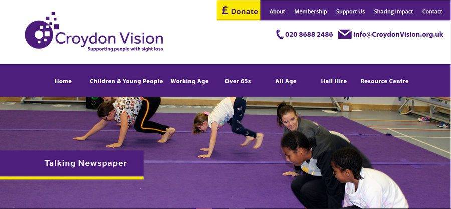 Fullscreen capture 21102019 164858 1 Croydon Vision Talking Newspaper Interview photo taken from Croydon Vision's website showing children exercising and having fun